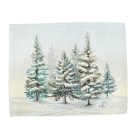 Havas fenyőerdő, ezüst lurexes gépi gobelin tányéralátét, 48 x 37 cm