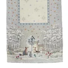 Téli erdő ezüst lurexes, gépi gobelin asztali futó, 44 x 140 cm