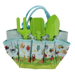   Rovar mintás gyerek kerti szerszámos táska, kerti szerszámokkal