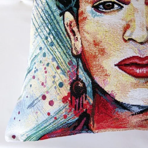 Frida Kahlos gobelin díszpárna huzat, 45x45 cm