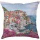 Cinque Terre, mediterrán gobelin díszpárna huzat, 45x45 cm