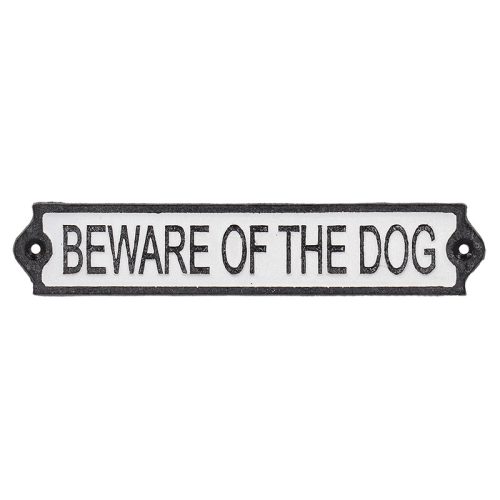 Öntöttvas 'Beware of the dog' tábla, 25 cm