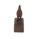 Öntöttvas ajtókitámasztó ék, kakasos, 13 x 6 cm
