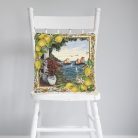 Capri citromos mediterrán gobelin díszpárna huzat, 45x45 cm