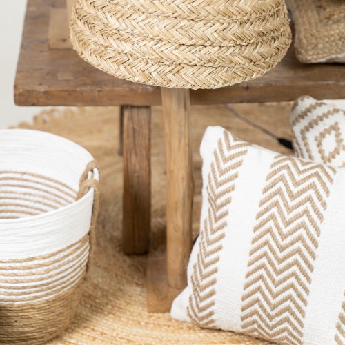 Juta kosárszett, 3 részes, natúr és szürke színkombinációban