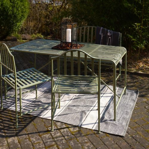 Timeless fém kerti étkezőasztal, matt olivazöld, 158 x 78,5 x 70,5 cm