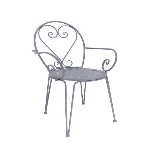 Francia stílusú, kovácsoltvas karfás kerti szék, 90 cm