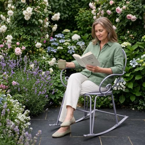 Francia stílusú, kovácsolt vas karfás hintaszék , 92 cm