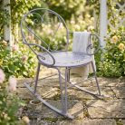 Francia stílusú, kovácsolt vas karfás hintaszék , 92 cm