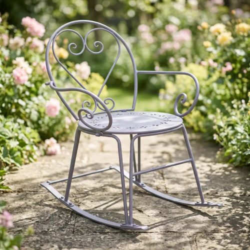 Francia stílusú, kovácsolt vas karfás hintaszék , 92 cm