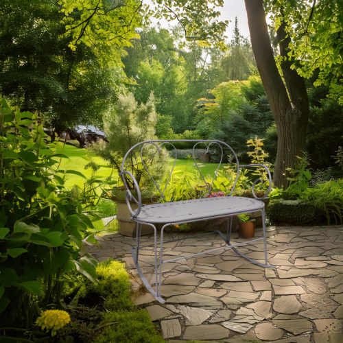 Francia stílusú, kovácsoltvas két személyes hinta pad, 103 cm