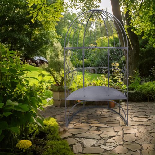 Francia stílusú, kovácsoltvas kupolás kerti pad, 185 cm