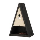Háromszög alakú kettő az egyben madárház és maderetető, fekete