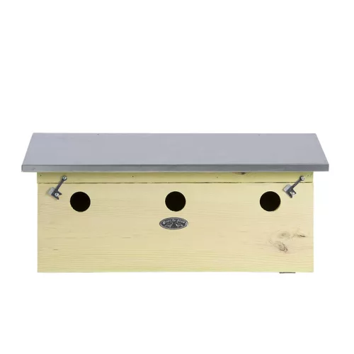 Fa madárház verebeknek, lapos cink tetővel, 47 cm