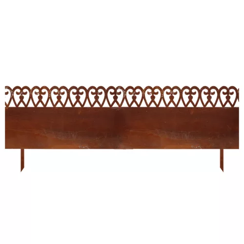 Rusztikus stílusú leszúrható fém ágyásszegély, gyepszegély, 100 x 35 cm