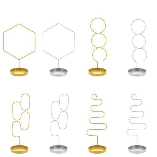 Fémből készült növénytámasz virágcserép tartó tálcával, ovális, ezüst színben