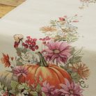 Őszi tök és virág mintás gépi gobelin asztali futó, 44 x 140 cm