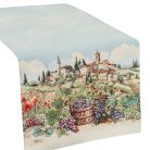 Toszkán vidék hangulatú gépi gobelin asztali futó, 44 x 140 cm 