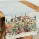 Toszkán vidék hangulatú gépi gobelin asztali futó, 44 x 140 cm 