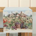 Toszkán vidék hangulatú gépi gobelin asztali futó, 44 x 140 cm 