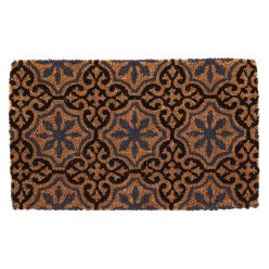   Portugál mintás nagyméretű kókuszrost lábtörlő, szürke-fekete, 75x45 cm