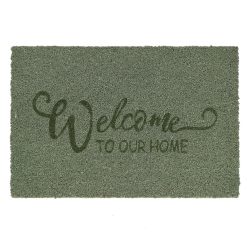   Welcome feliratos kókuszrost lábtörlő, olivazöld, 60 x 40 cm