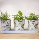 Rózsa mintás cink virágcserép szett, 32 cm