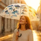 Felhő mintás átlátszó esernyő, 83 cm átmérőjű