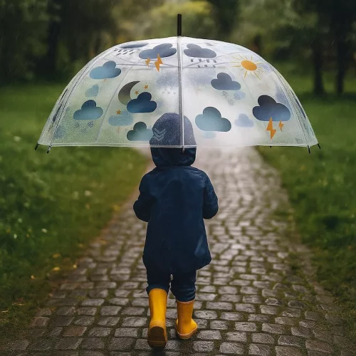Felhő mintás átlátszó esernyő, 83 cm átmérőjű
