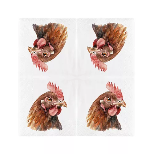 Csirkés 3 rétegű szalvéta, 33 x 33 cm