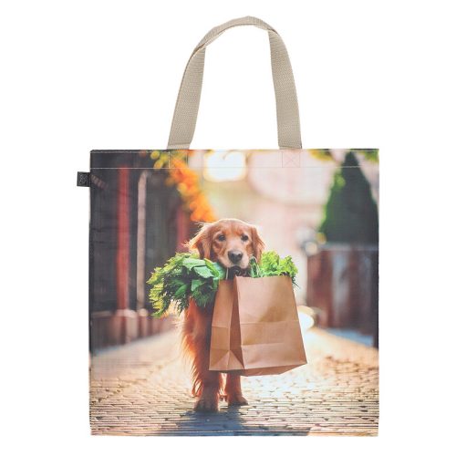Golden retriever kutyás bevásárló táska, 40 x 40 cm