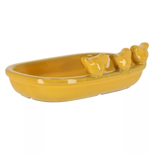 Kerámia madáritató és etető tál, 29 cm, sárga