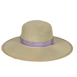 Színes szalagos szalmakalap, lila, 39 cm átmérőjű