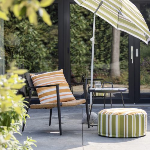 Állítható magasságú napernyő, zöld csíkos, 180 cm átmérőjű