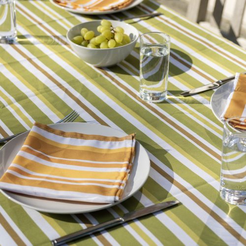Pamut asztalterítő, zöld csíkos, 180 x 250 cm