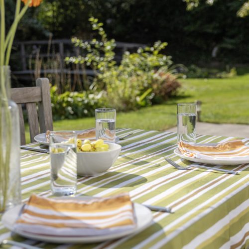 Pamut asztalterítő, zöld csíkos, 180 x 250 cm