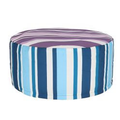   UV álló, vízlepergető kültéri puff, kék és lila csíkos, 54 cm átmérőjű