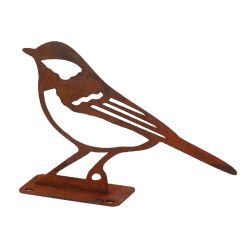   Rusztikus lézervágott széncinege sziluett, kültéri és beltéri dekorációs kiegészítő, 14 x 10 cm