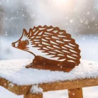 Rusztikus lézervágott süni sziluett, kültéri és beltéri dekorációs kiegészítő, 19 x 10 cm