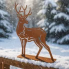 Rusztikus lézervágott szarvas sziluett, kültéri és beltéri dekorációs kiegészítő, 39 x 50 cm
