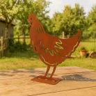 Rusztikus lézervágott csirke sziluett, kültéri és beltéri dekorációs kiegészítő, 25 x 29 cm