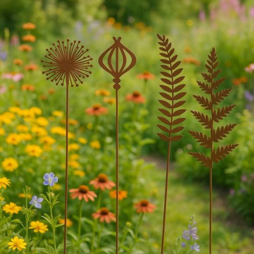 Páfrányleveles lézervágott leszúrható kerti dekoráció, 37 cm, B