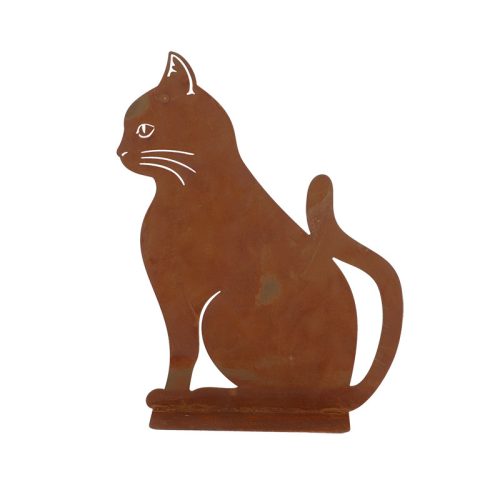 Ülő macskás lézervágott álló kerti dekoráció, 30 x 25 cm