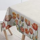 Színes tulipános pamut asztalterítő, 140 x 240 cm