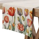 Színes tulipános pamut asztali futó, 45 x 140 cm
