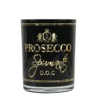 Üveg teamécses tartó, Prosecco felirattal, fekete, 12 cm