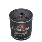 Üveg teamécses tartó, Prosecco felirattal, fekete, 8 cm