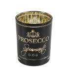 Üveg teamécses tartó, Prosecco felirattal, fekete, 12 cm